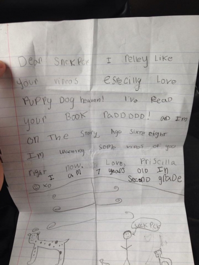 [PICTURE] SNCKPCK Posts Heartwarming Letter from Fan
